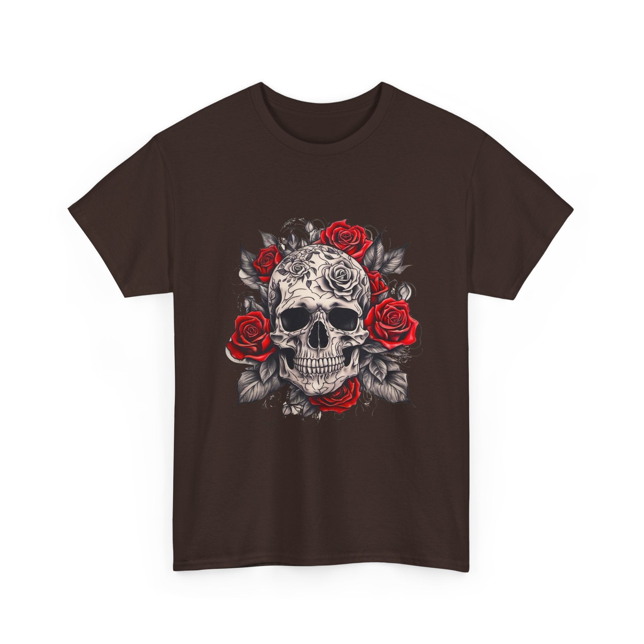 Gothic Rose Skull T-Shirt – Tattoo Art Graphic Tee for Men & Women