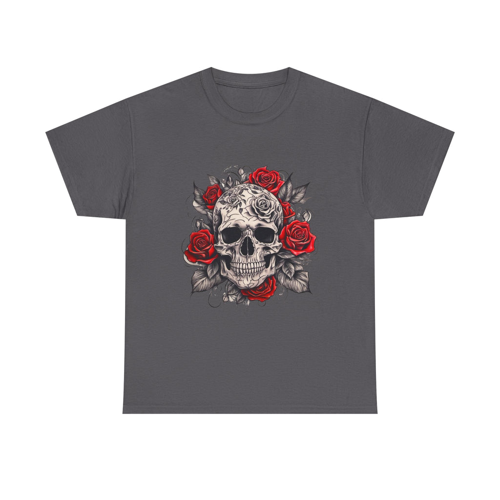 Gothic Rose Skull T-Shirt – Tattoo Art Graphic Tee for Men & Women