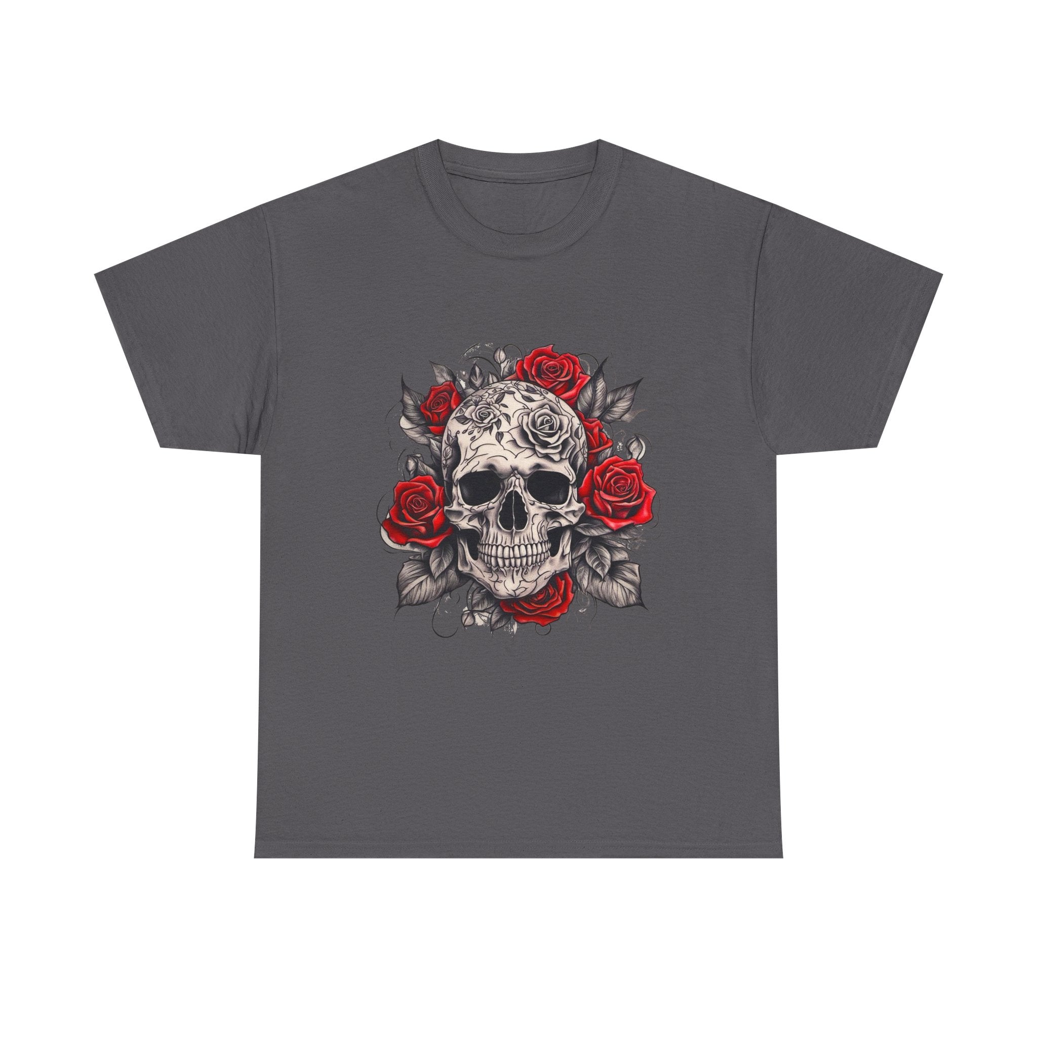 Gothic Rose Skull T-Shirt – Tattoo Art Graphic Tee for Men & Women