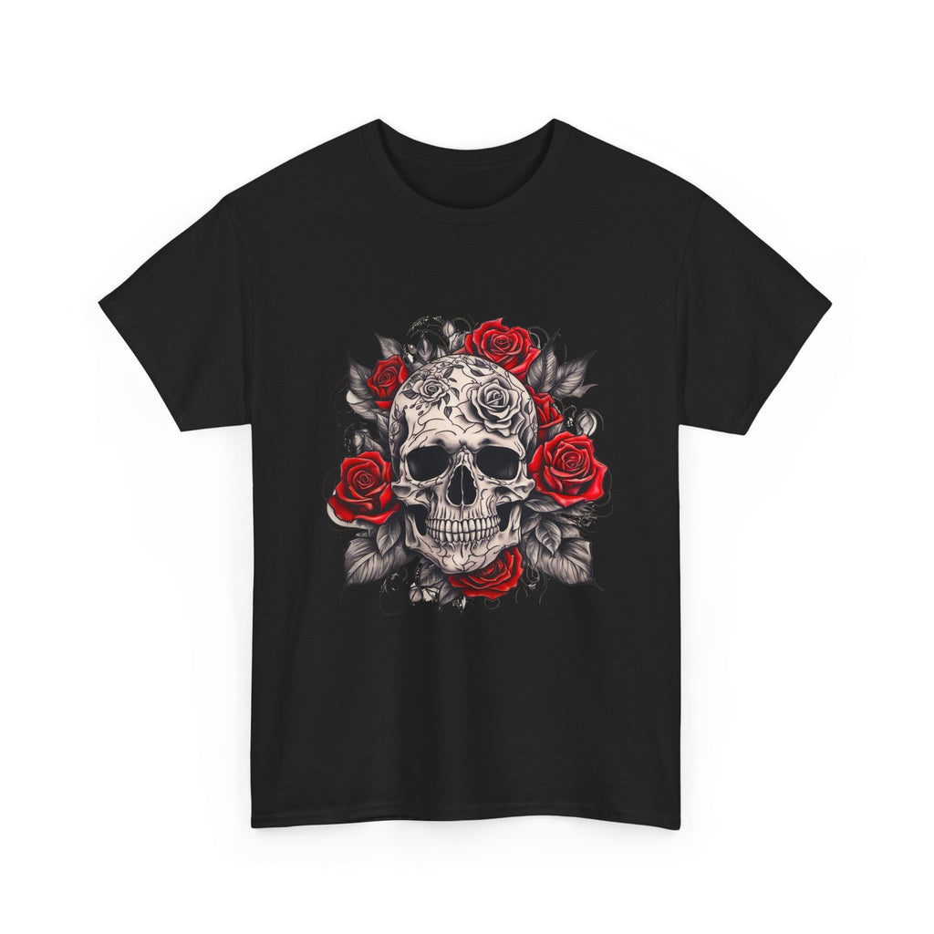 Gothic Rose Skull T-Shirt – Tattoo Art Graphic Tee for Men & Women