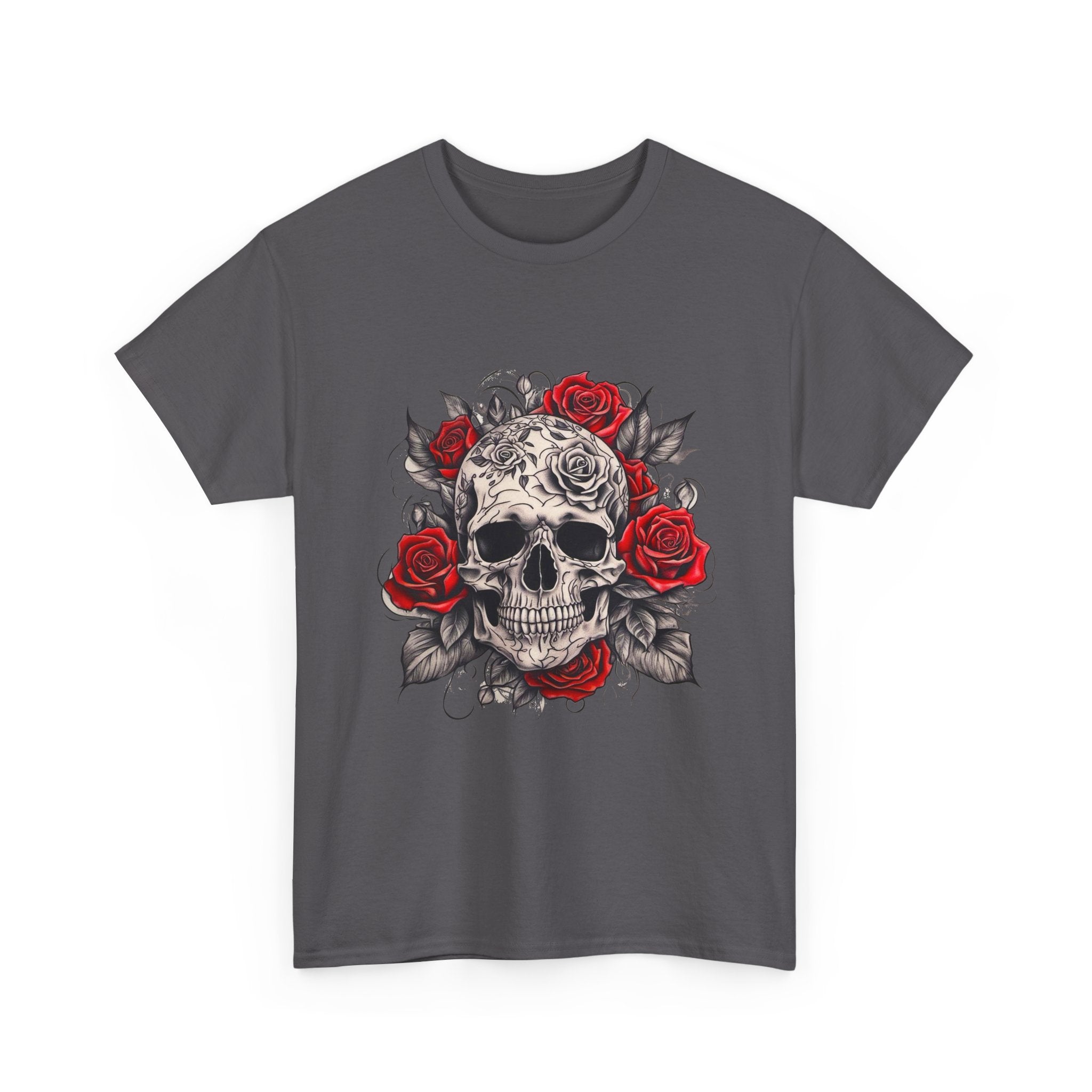 Gothic Rose Skull T-Shirt – Tattoo Art Graphic Tee for Men & Women