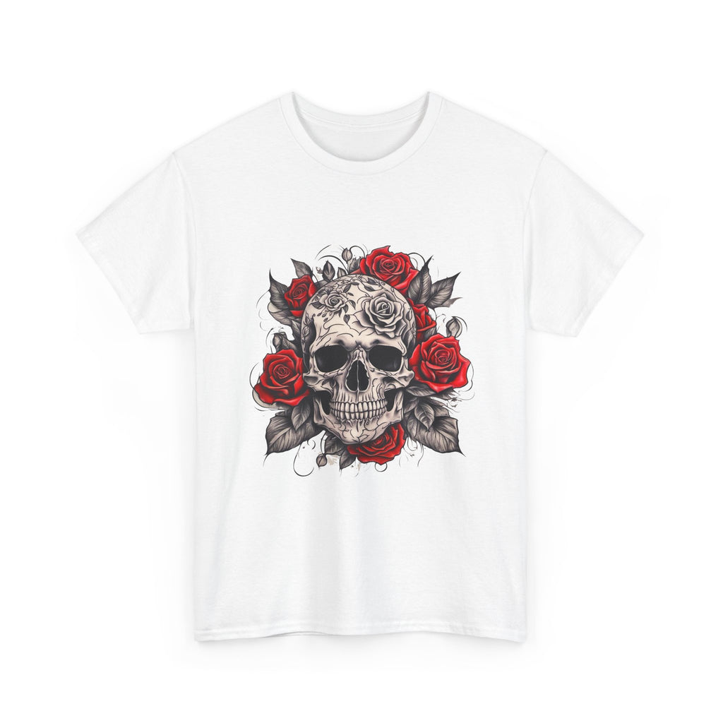 Gothic Rose Skull T-Shirt – Tattoo Art Graphic Tee for Men & Women