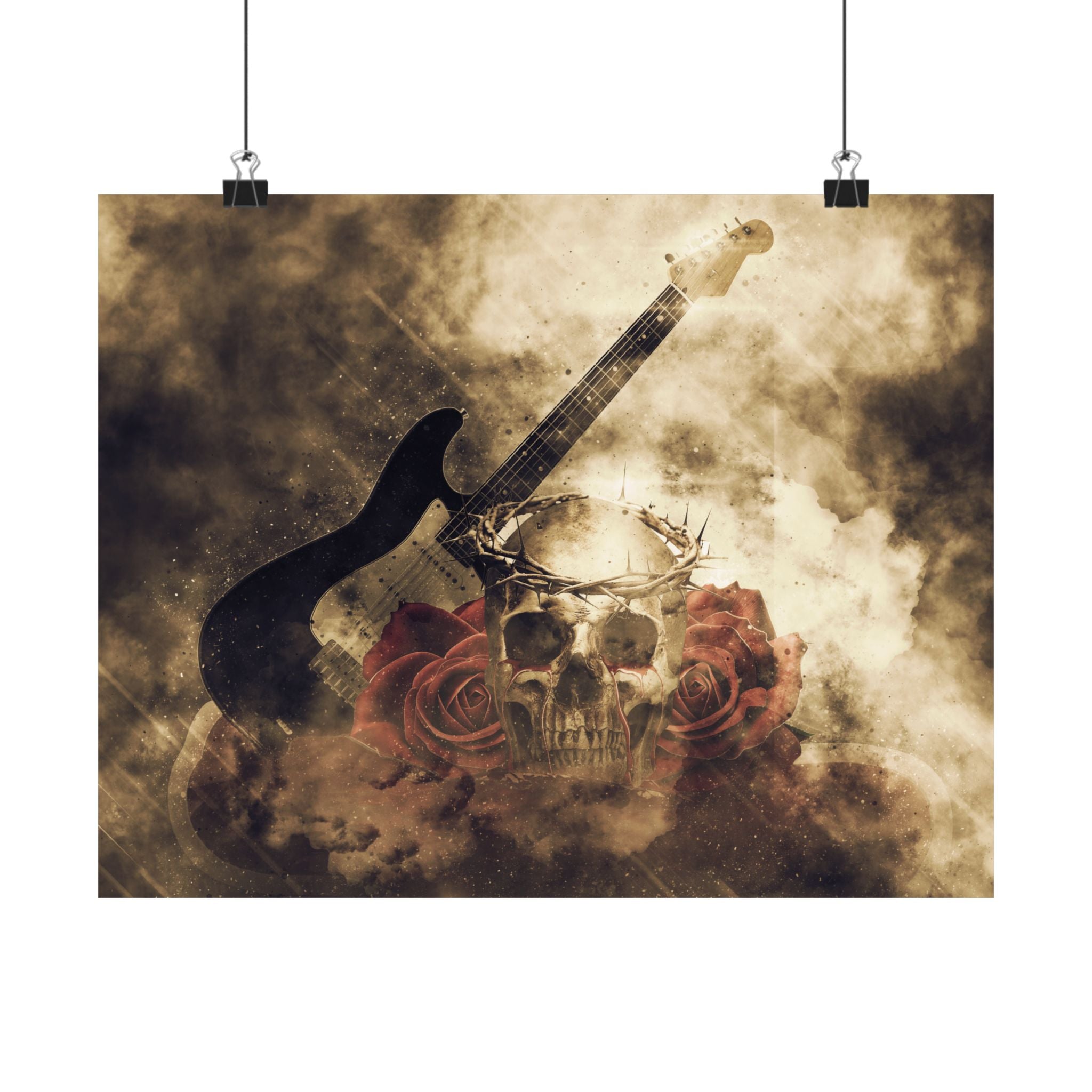Thorns & Strings - Skull & Roses Matte Poster