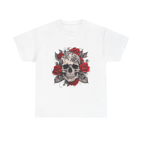 Gothic Rose Skull T-Shirt – Tattoo Art Graphic Tee for Men & Women