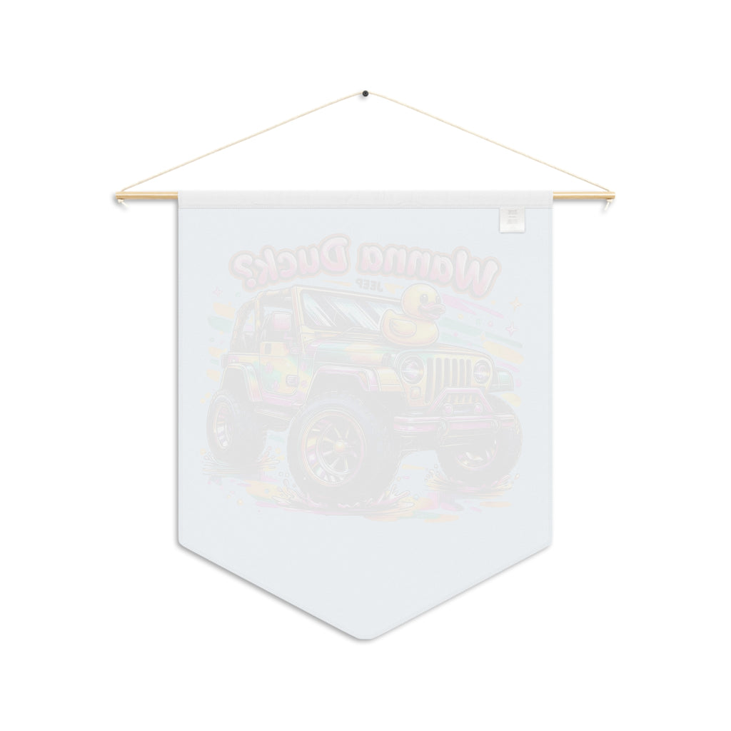 Wanna Duck? Colorful Jeep Wall Pennant — Cute Rubber Duck Off-Road Decor