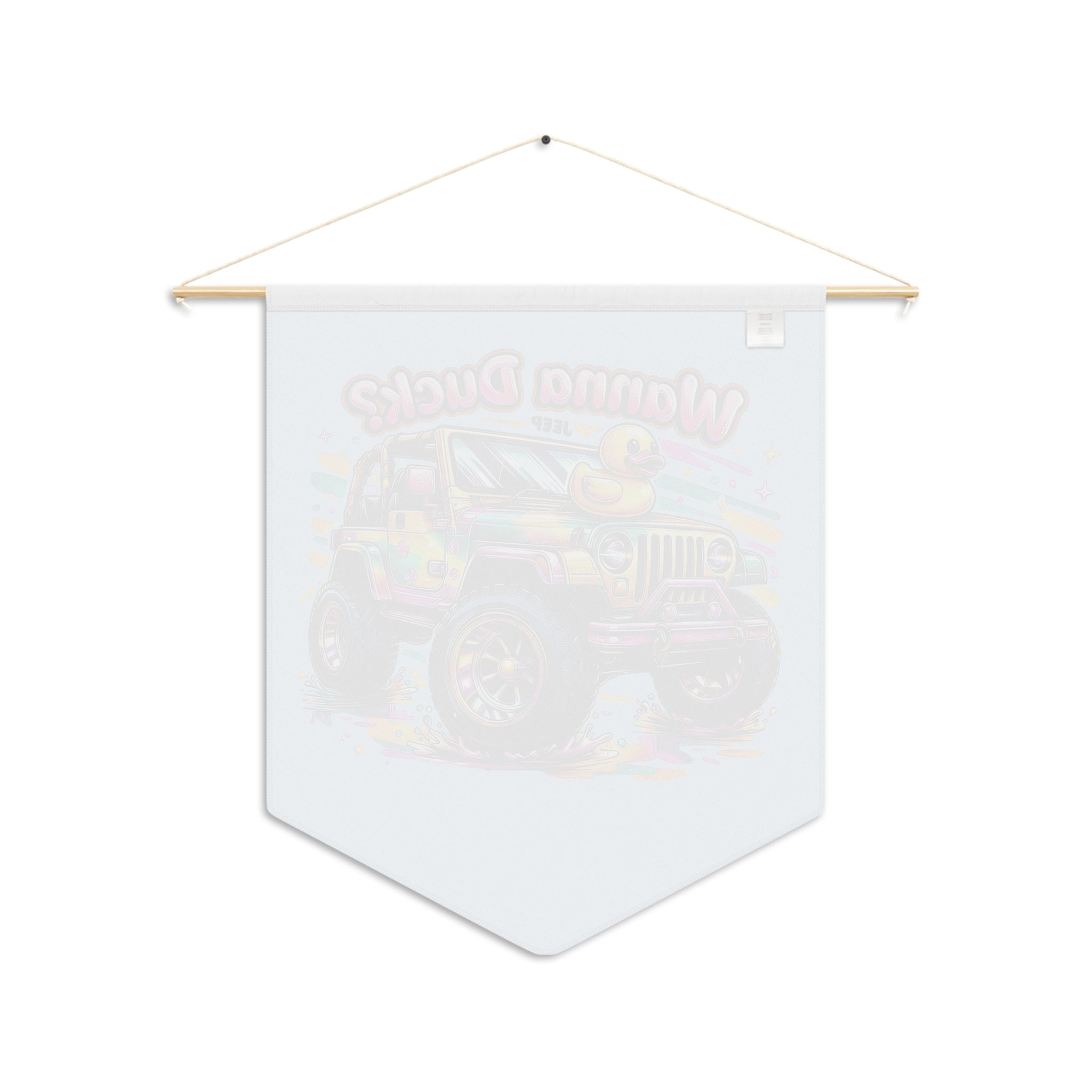 Wanna Duck? Colorful Jeep Wall Pennant — Cute Rubber Duck Off-Road Decor
