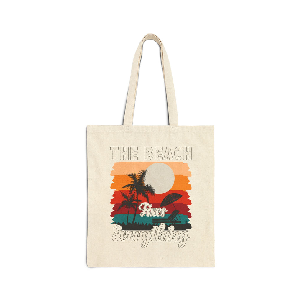 Tote Bag — Retro 'The Beach Fixes Everything' Canvas Tote (Padre Island National Seashore)