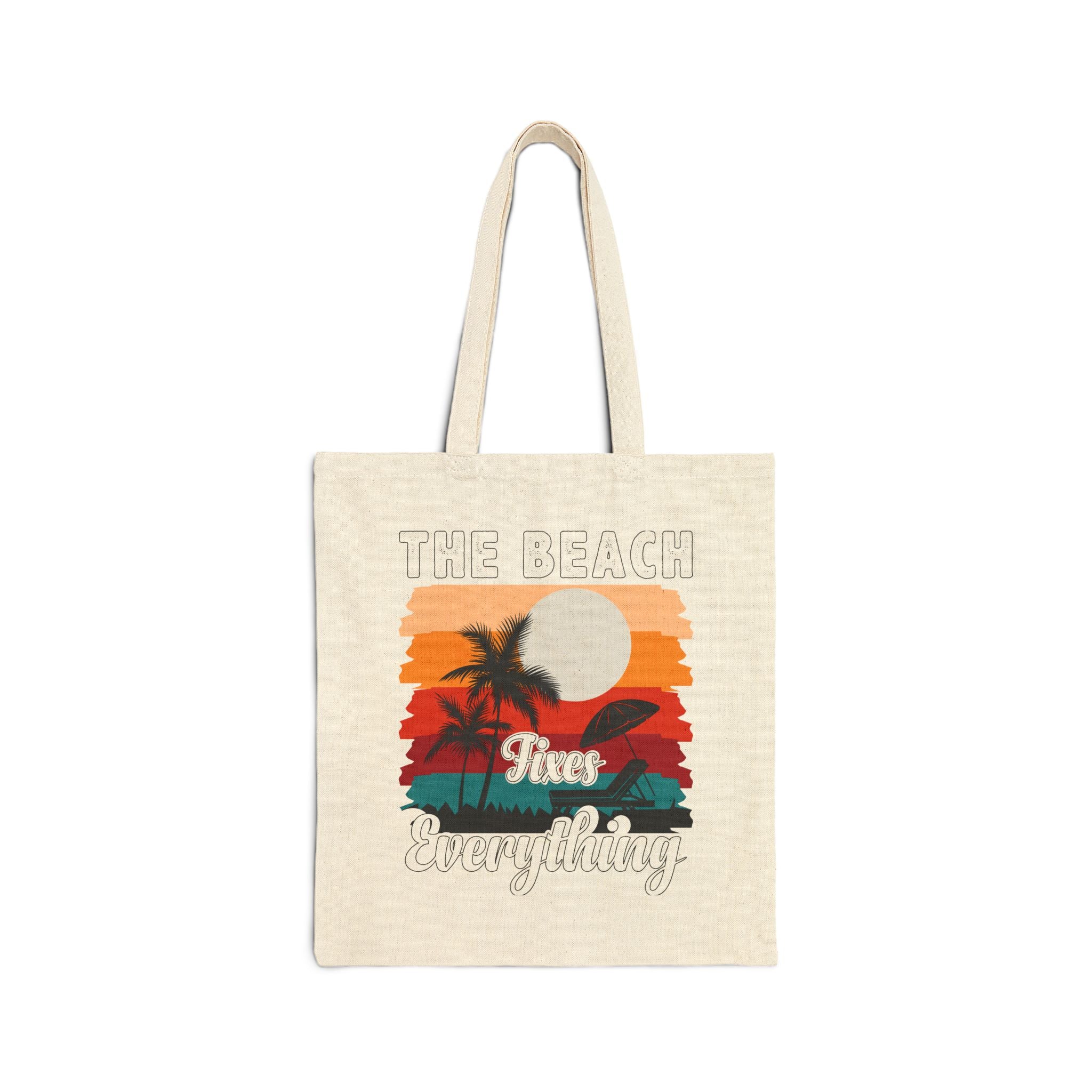 Tote Bag — Retro 'The Beach Fixes Everything' Canvas Tote (Padre Island National Seashore)