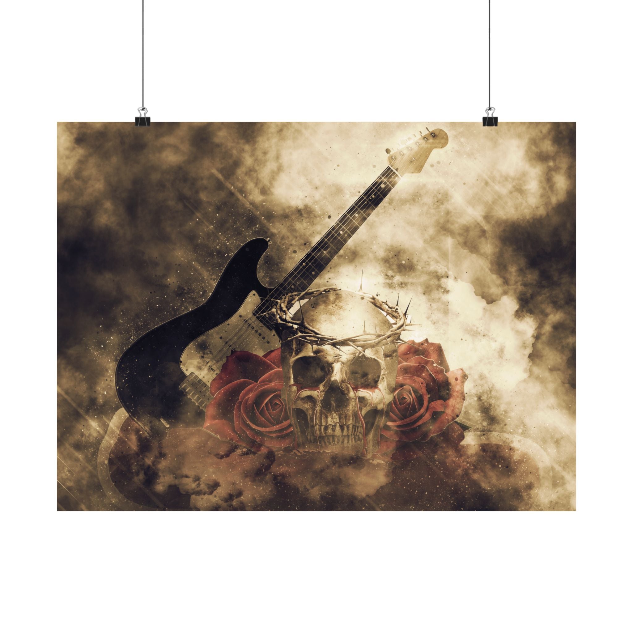 Thorns & Strings - Skull & Roses Matte Poster