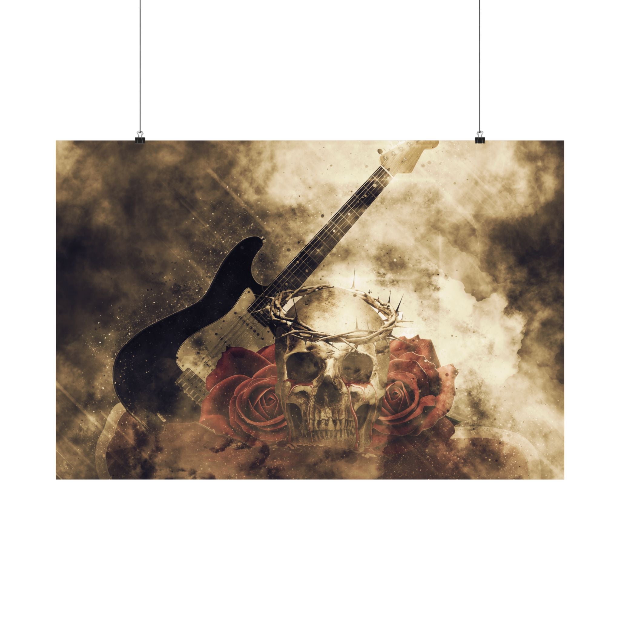 Thorns & Strings - Skull & Roses Matte Poster