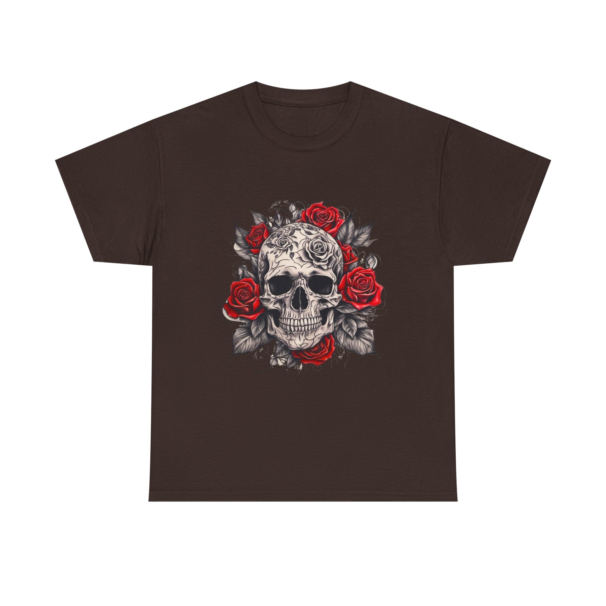 Gothic Rose Skull T-Shirt – Tattoo Art Graphic Tee for Men & Women