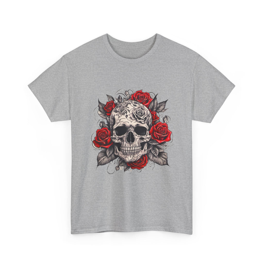 Gothic Rose Skull T-Shirt – Tattoo Art Graphic Tee for Men & Women