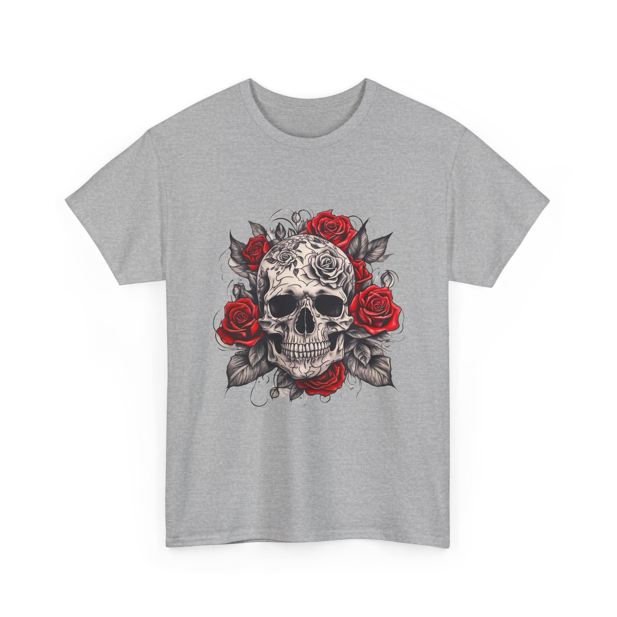 Gothic Rose Skull T-Shirt – Tattoo Art Graphic Tee for Men & Women