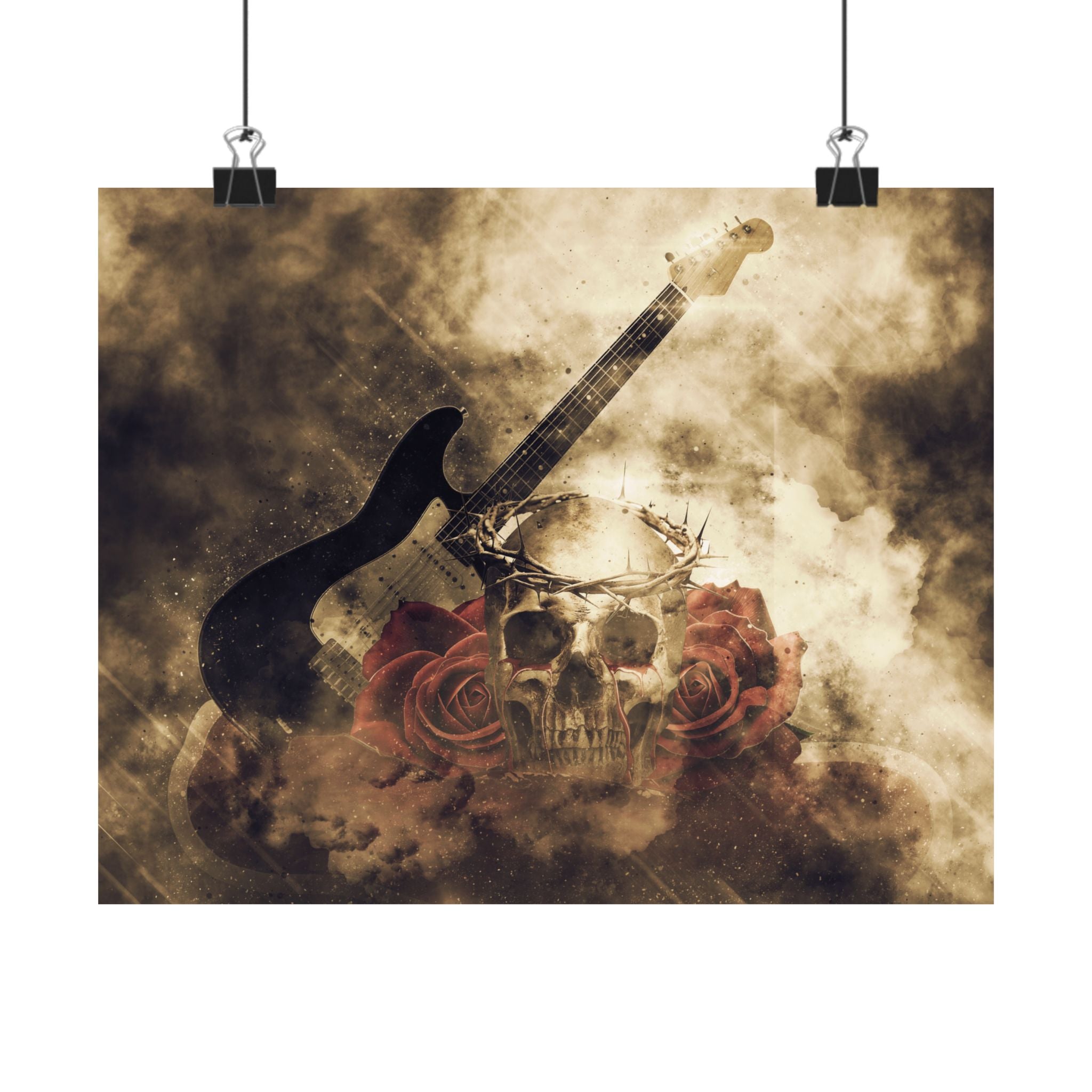 Thorns & Strings - Skull & Roses Matte Poster